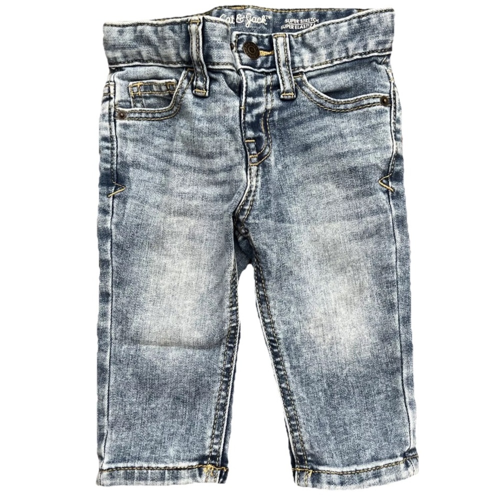 Baby Boys Blue Jeans Denim with Belt Loops and Snap Closure size 12M